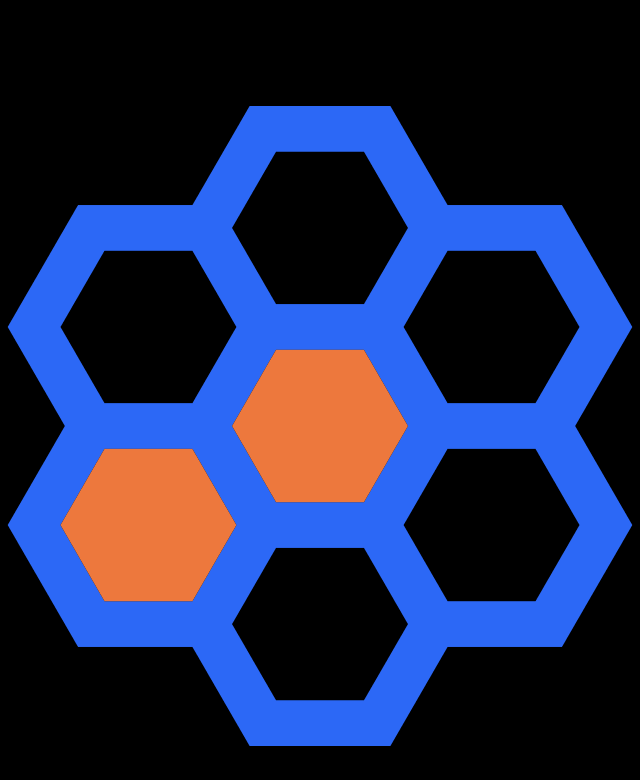 Third-party Apple Watch face: hebdomad (blue and orange honeycomb)