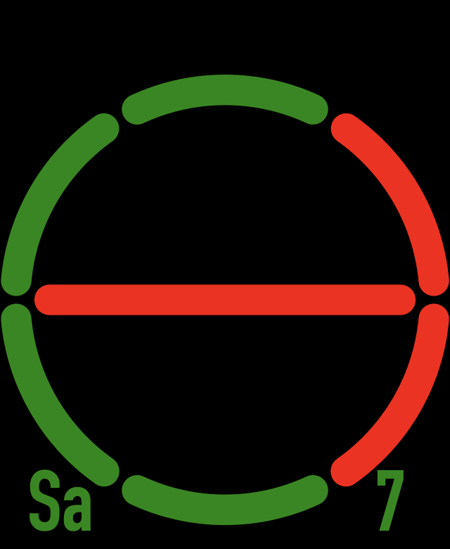 Third-party Apple Watch face: hebdomad (red and green circle)