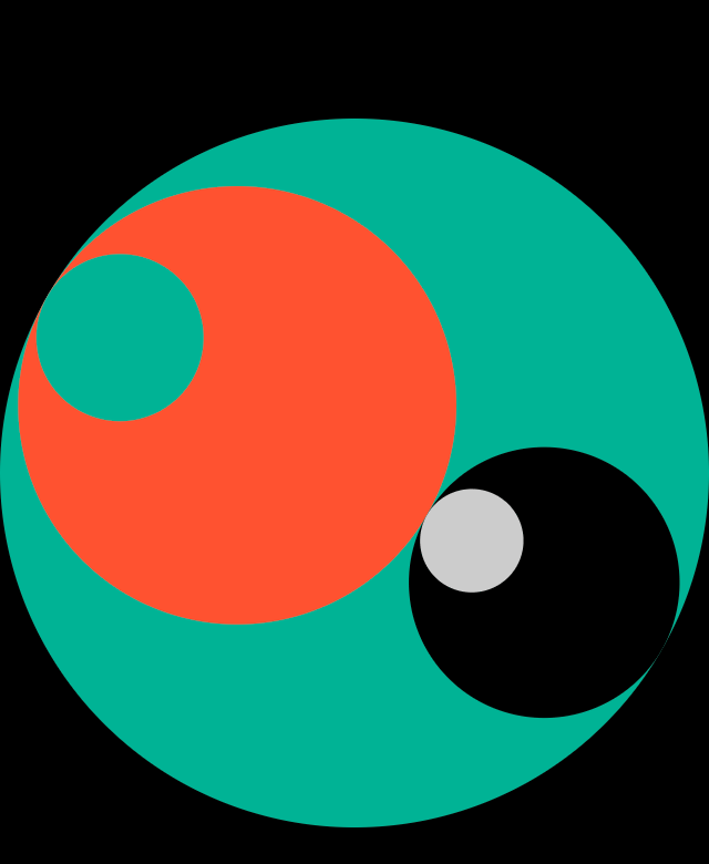 Third-party Apple Watch face: Phi (large teal circle with orange)