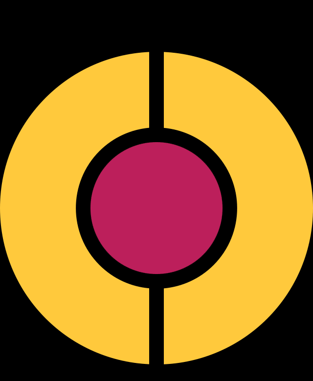 Third-party Apple Watch face: Ternion (maroon circle inside yellow circle)