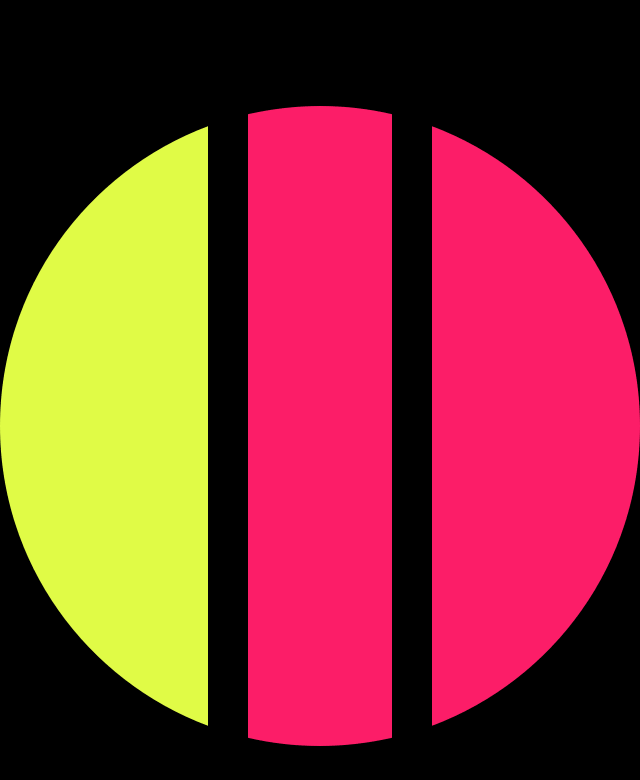 Third-party Apple Watch face: Ternion (circle with pink and yellow sections)