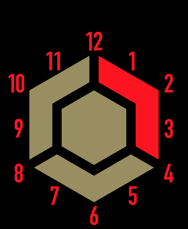 Third-party Apple Watch face: Tetrad (beige and red hexagon)