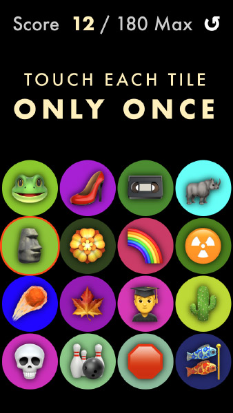 Memory game with grid of emoji tiles